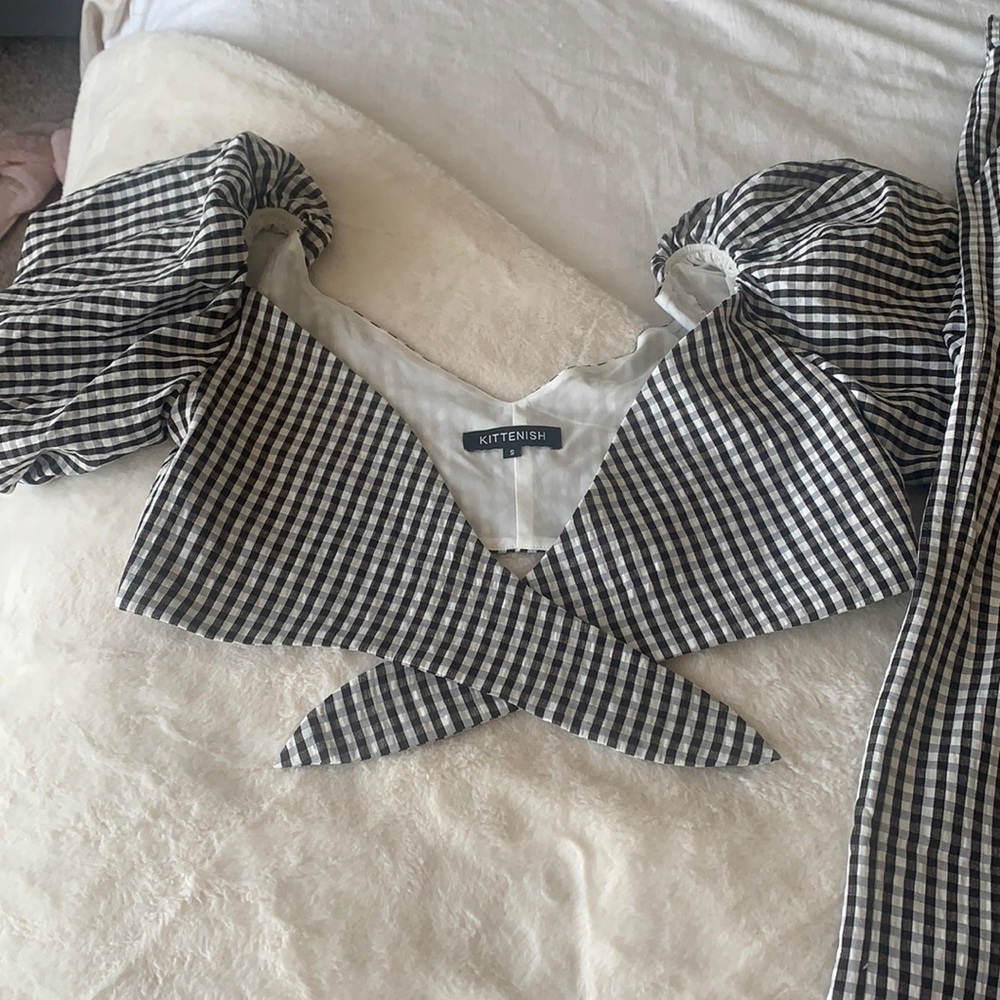 Checker set with tie top and wide legged pants